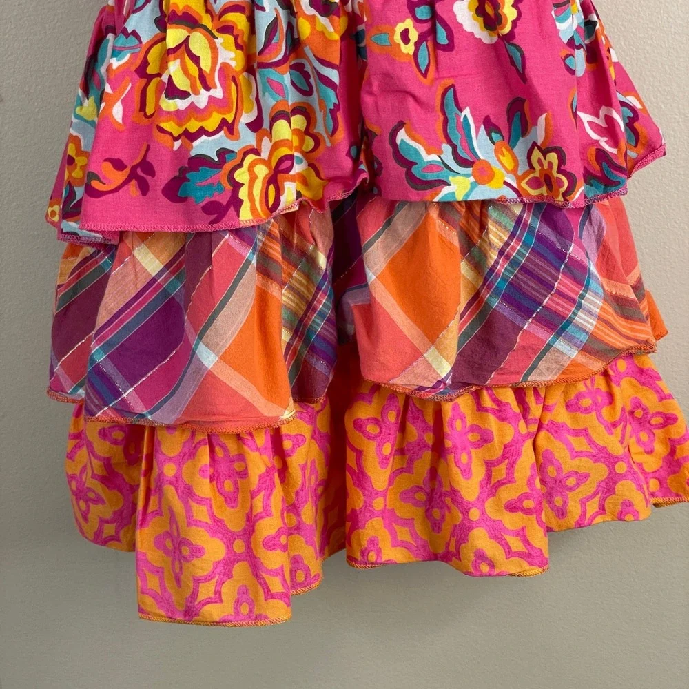 Y2K Childrens Place Ruffle Mixed Print Tank Top Girls Large Boho Vacation School